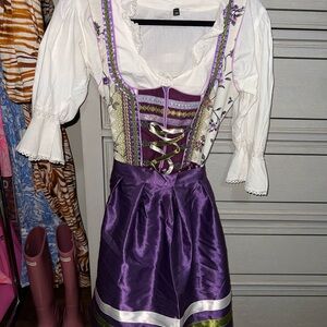 Elegant Purple and White Women's Dirndl for Oktoberfest